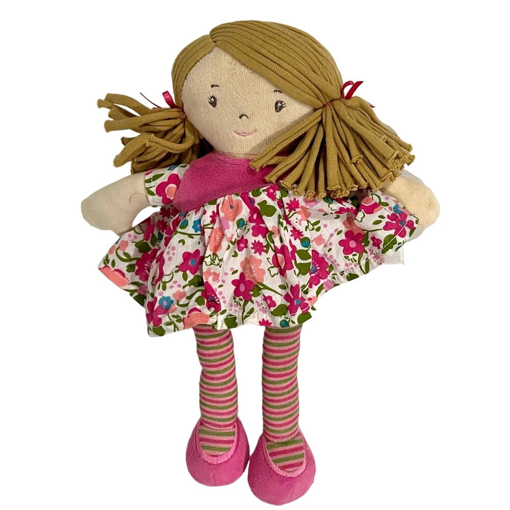 Bonikka Doll Soft Plush Light Brown Hair Pink Floral Dress Lil Fran 10”